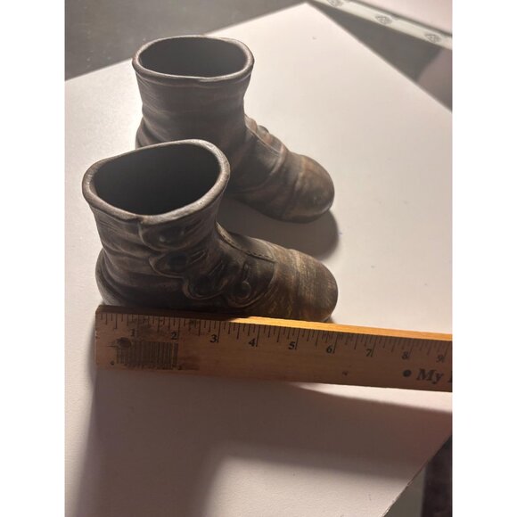 Pair of Leather-Toned Finish Child Boots- Brass - Picture 4 of 4